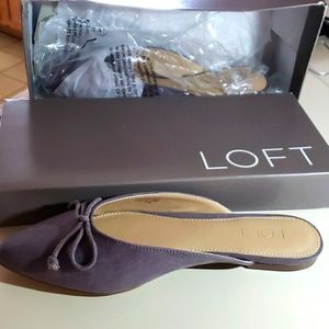 Ann Taylor Loft Grist Grey Ballet Flat Mule. Size 7.5.  NIB